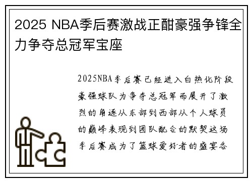 2025 NBA季后赛激战正酣豪强争锋全力争夺总冠军宝座
